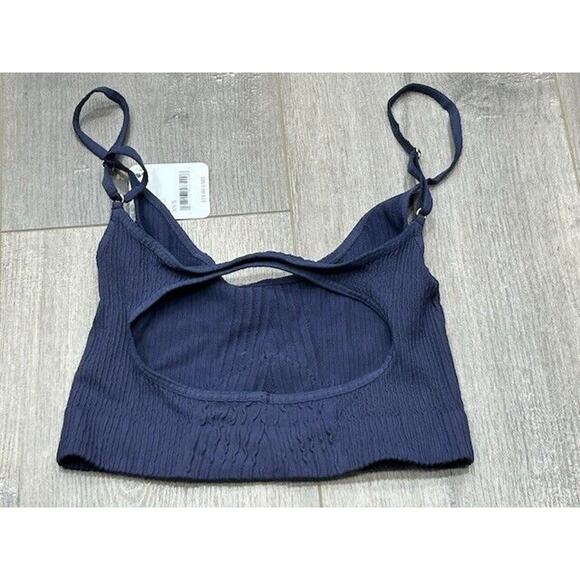 NWT Free People Womens Kickback Seamless Bra Textured Cutout Back Navy Size XS/S - Picture 4 of 7